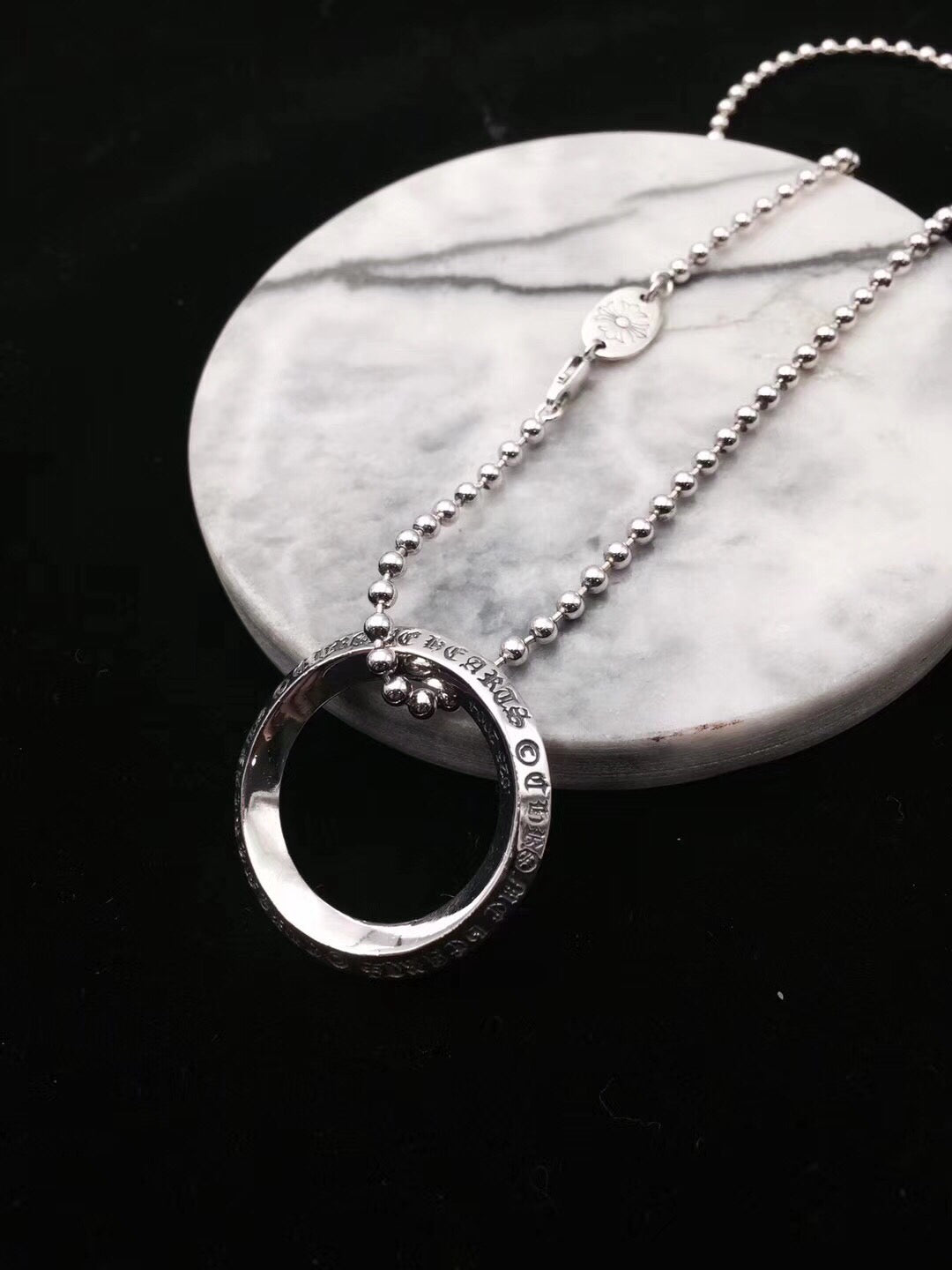 Ring Motif Pendant in Metal-Tone detail view
