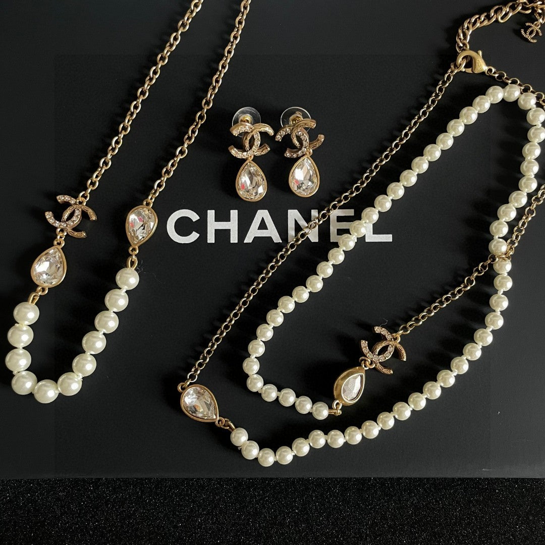 Double-C Emblem Crystal-Accent Statement Earrings – Design 015 side detail