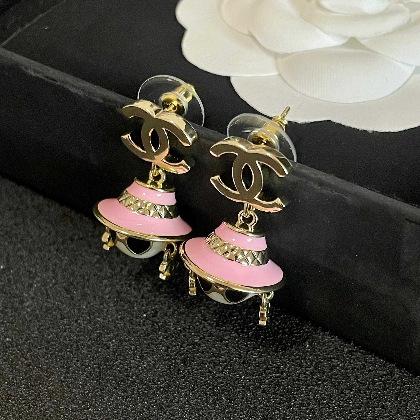 Signature Emblem Statement Earrings in Polished Metal-Tone – Design 003 detail view