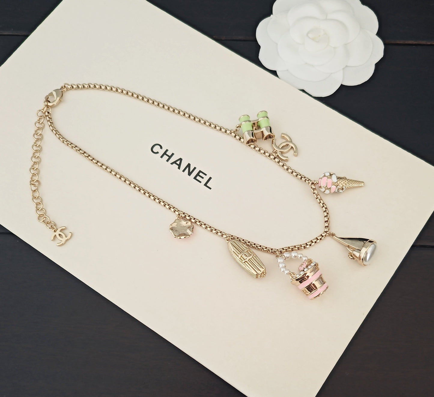 Signature Emblem Pendant Necklace in Gold-Tone – Design 010 side detail