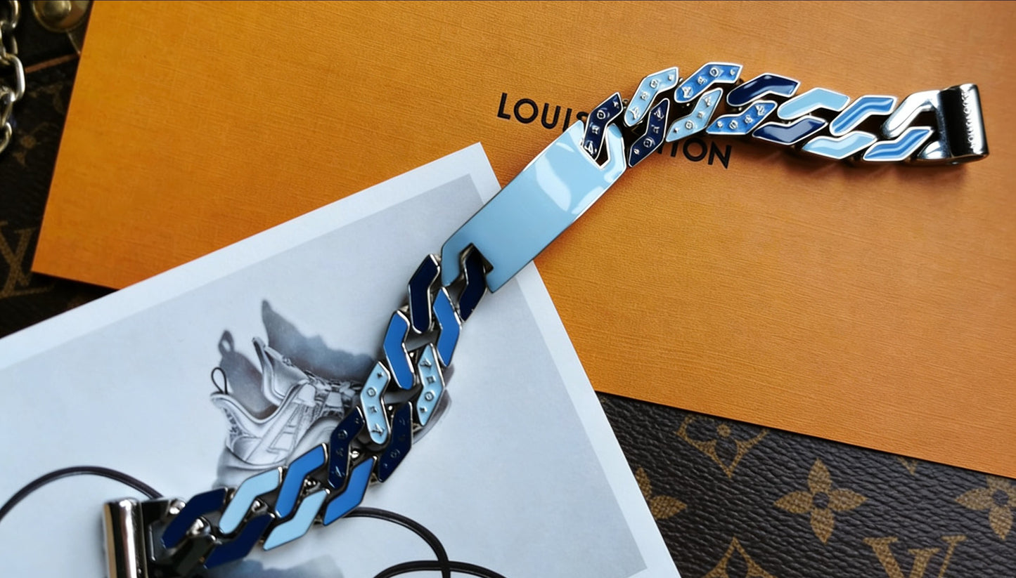 Signature Emblem Bracelet in Polished Metal-Tone – Design 023 styled product view