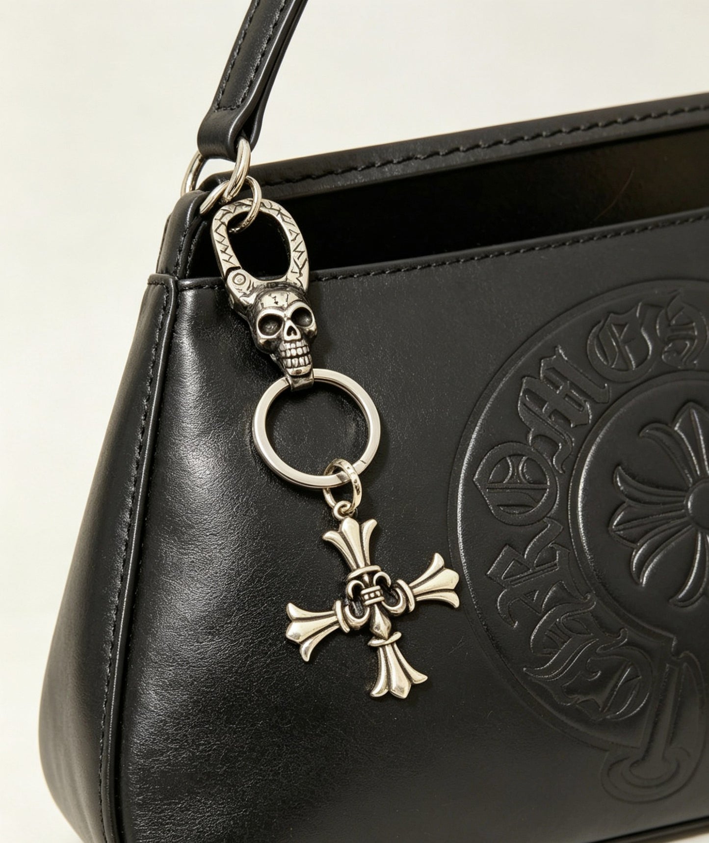 Cross Keychain in Antique Silver-Tone – Design 03 front product view