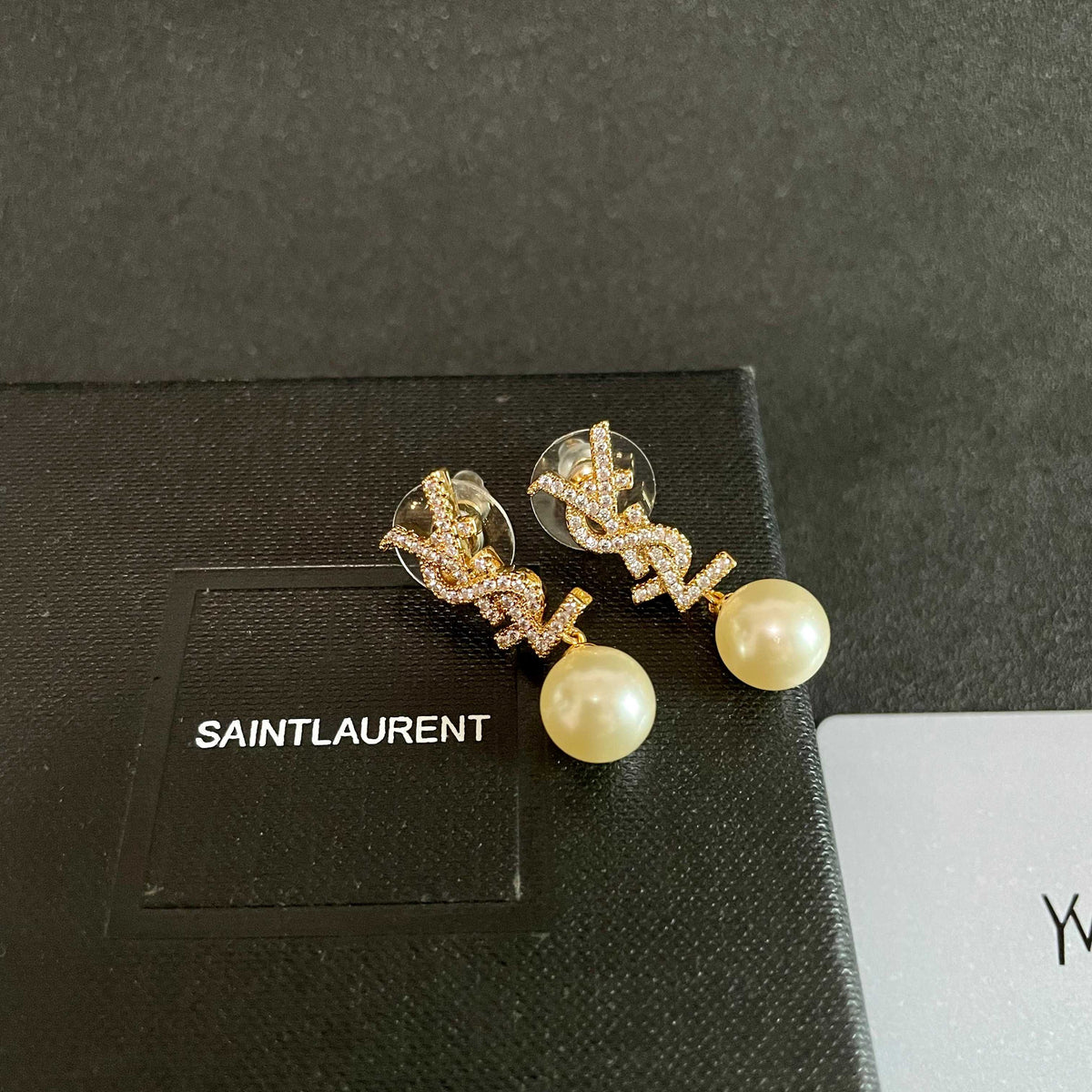 Signature Emblem Stud Earrings in Silver-Tone – Design 028 detail view