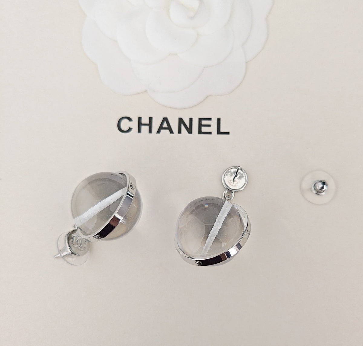 Signature Emblem Statement Earrings in Gold-Tone – White Detail – Design 002 close-up detail