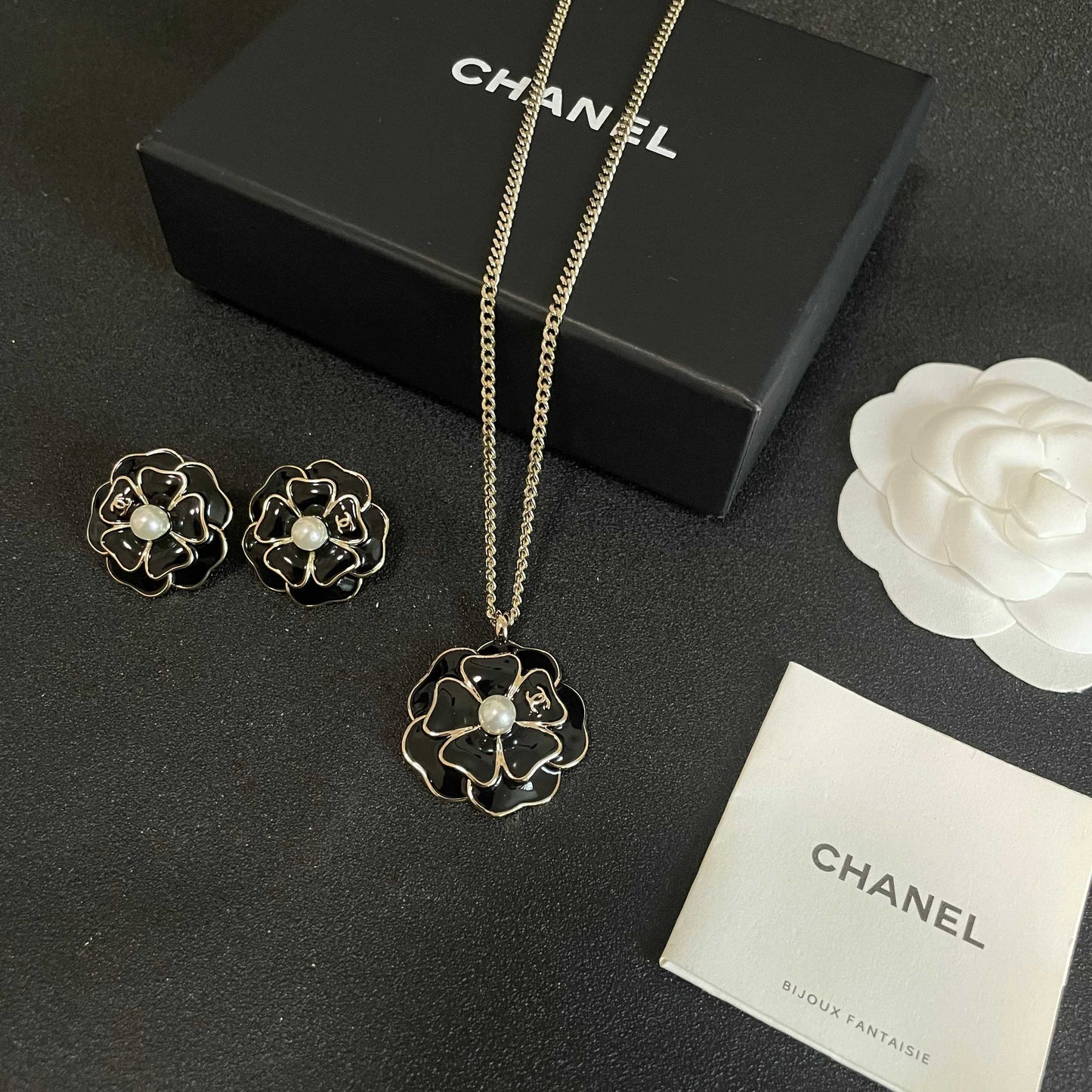 Camellia Stud Earrings in Polished Metal-Tone – Camellia Detail – Design 009 close-up detail