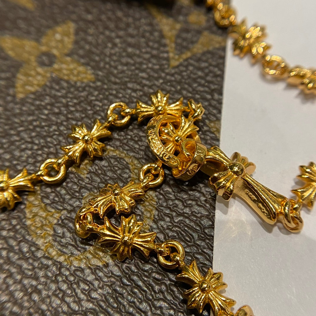 Cross Pendant Necklace in Gold-Tone – Ring Motif front product view