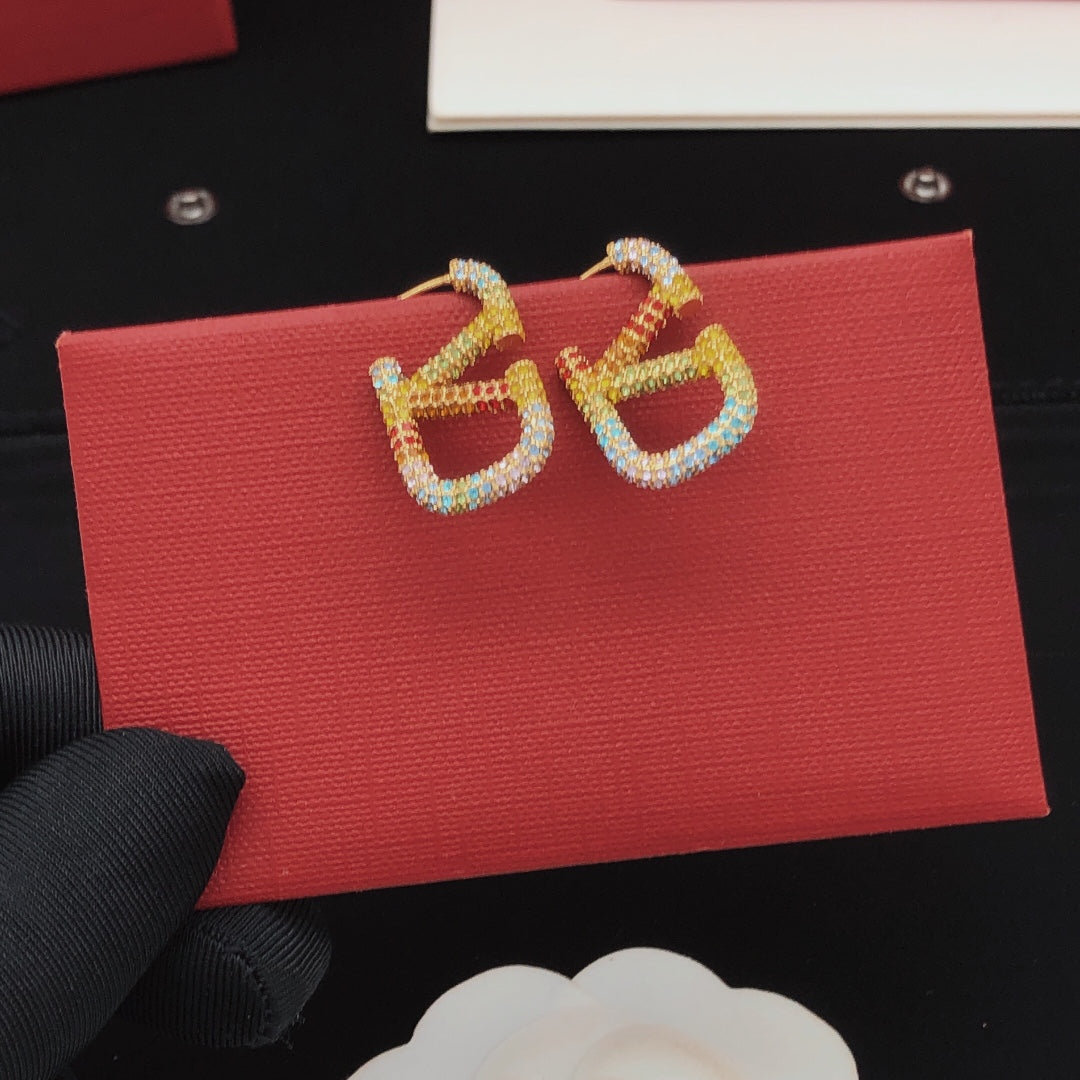 Signature Emblem Crystal-Accent Stud Earrings – Medium side detail