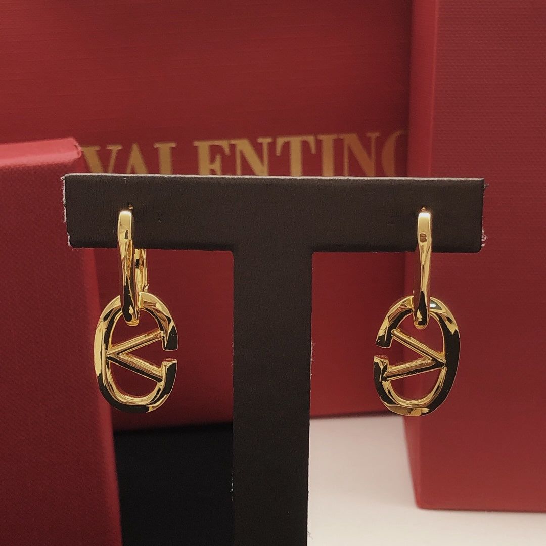 Signature Emblem Drop Earrings in Gold-Tone – Design 08 main product view
