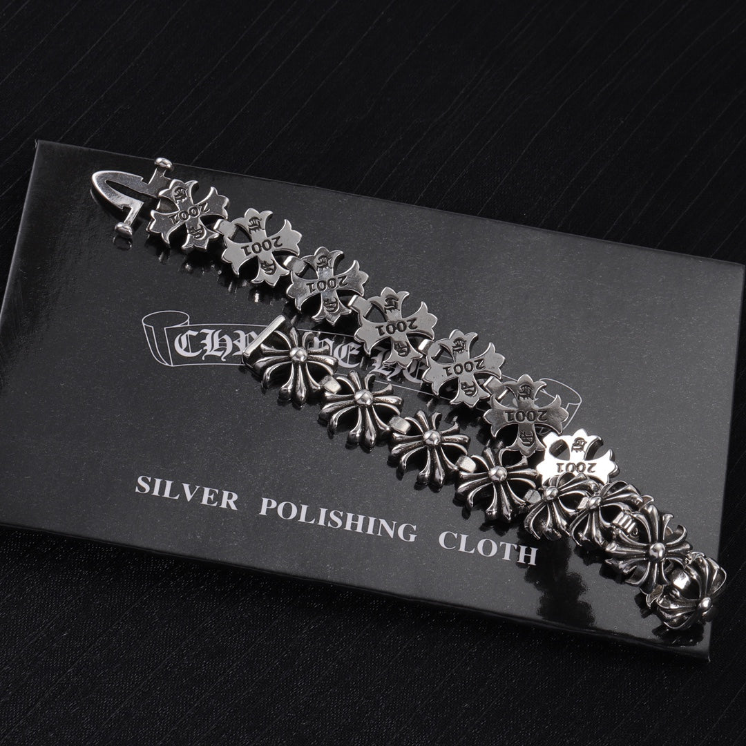 Gothic Emblem Statement Bracelet in Metal-Tone – Design 02 styled product view