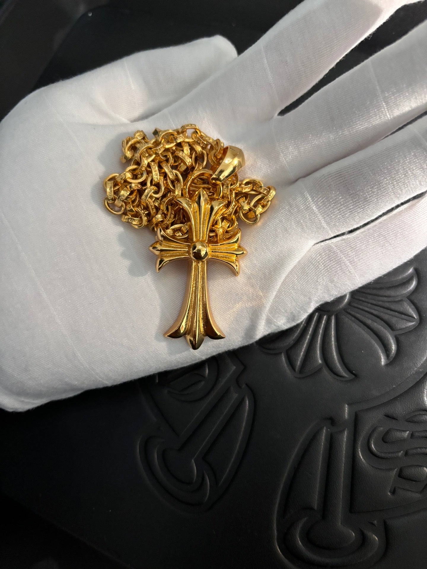 Cross Pendant Necklace in Gold-Tone – Design 02 styled product view