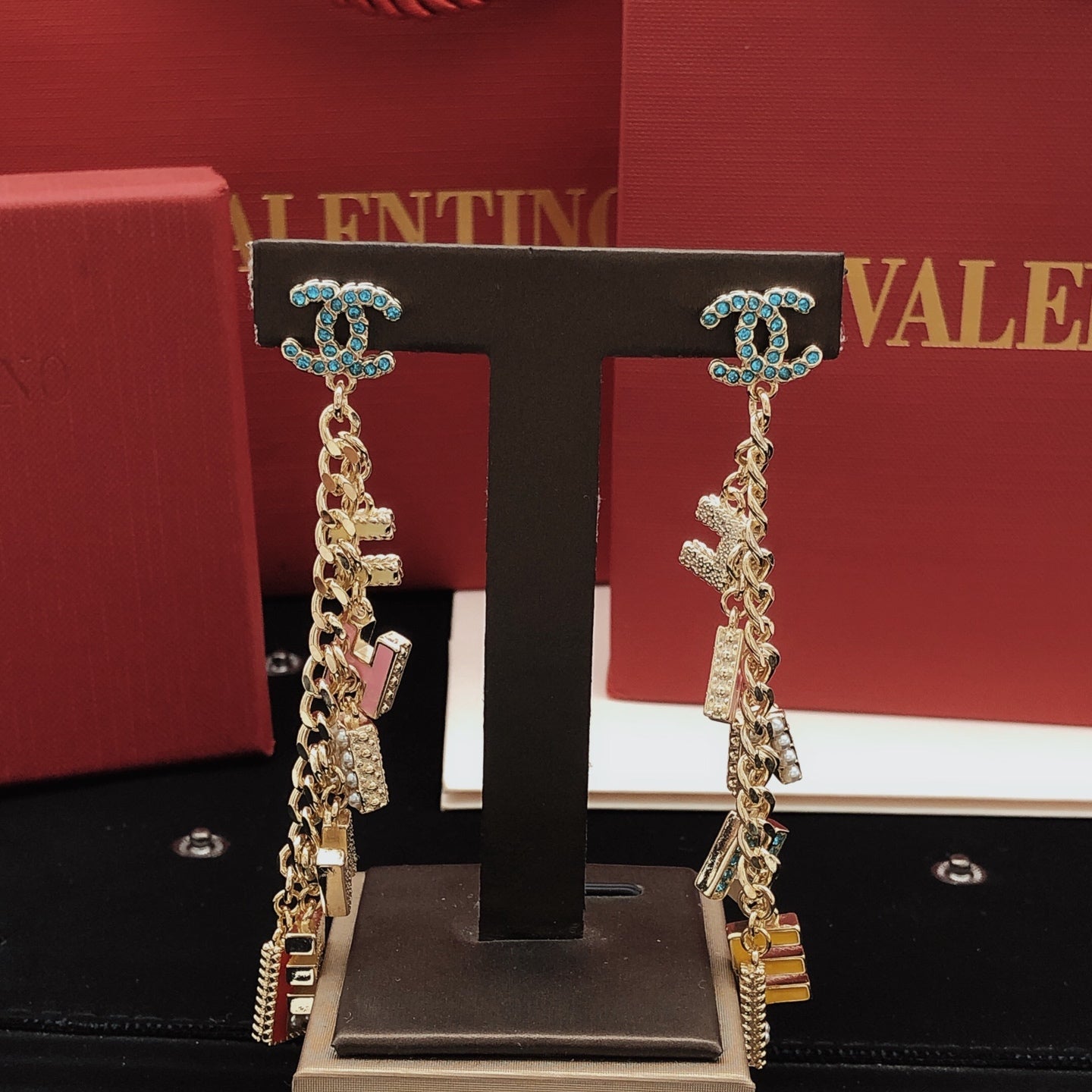 Signature Emblem Stud Earrings in Gold-Tone – Design 036 front product view