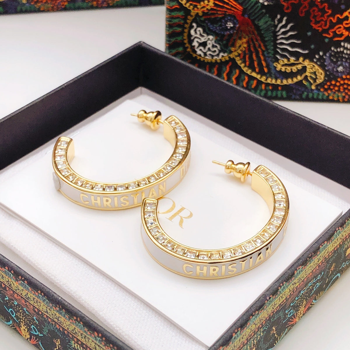 Sculptural Statement Earrings in Polished Metal-Tone with Crystal-Style Accents – Design 002 main product view