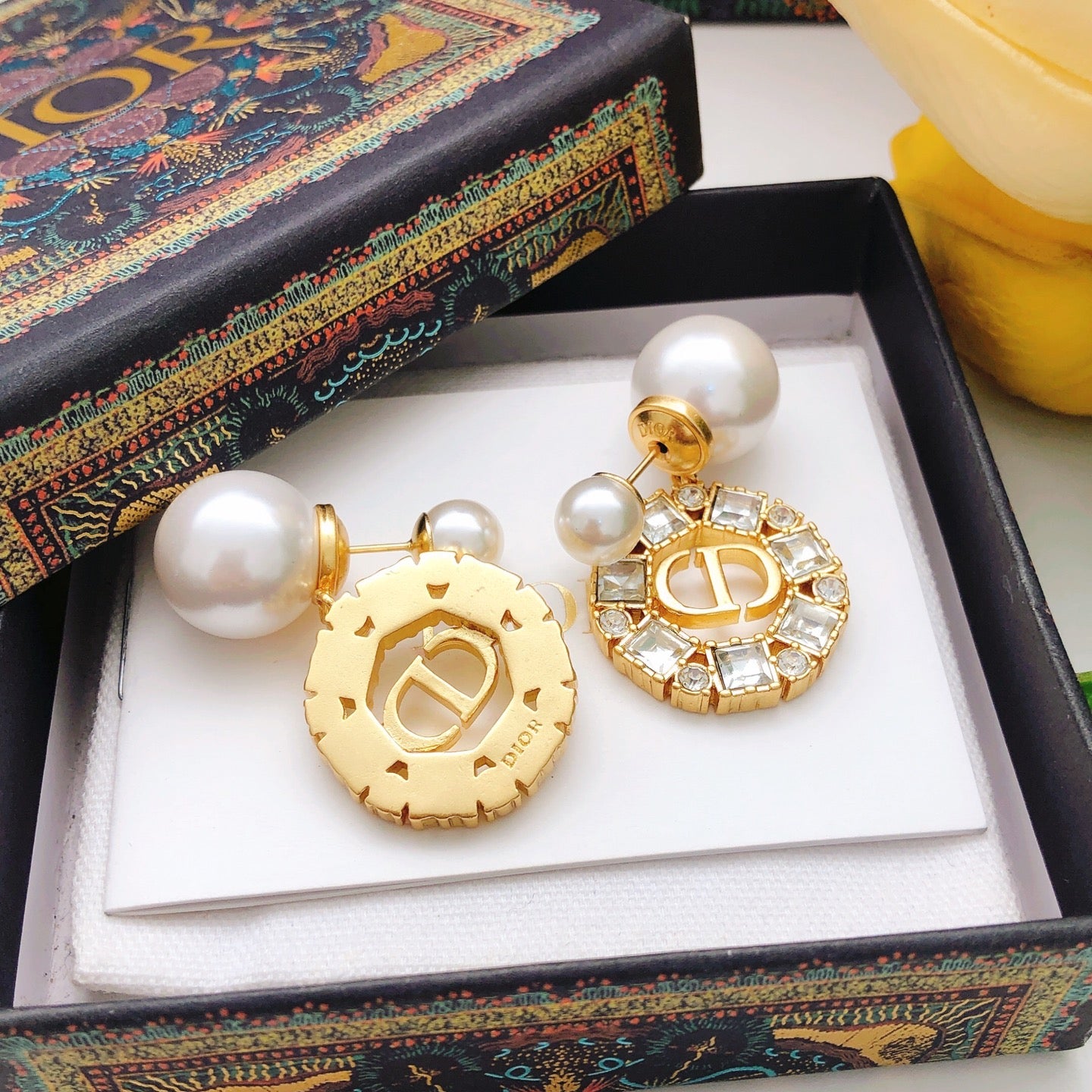 Sculptural Stud Earrings in Polished Metal-Tone with Crystal-Style Accents – Design 003 main product view