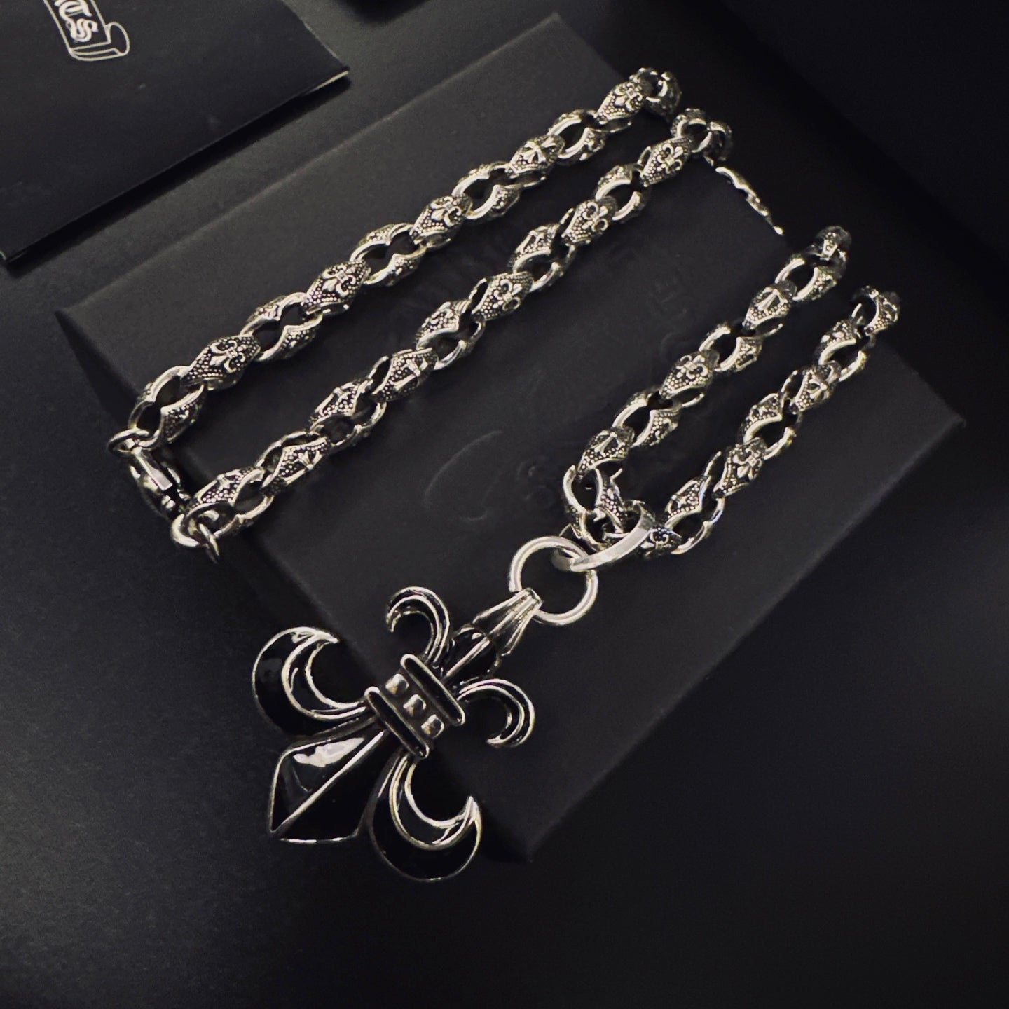 Cross Pendant Necklace in Antique Silver-Tone – Design 14 front product view