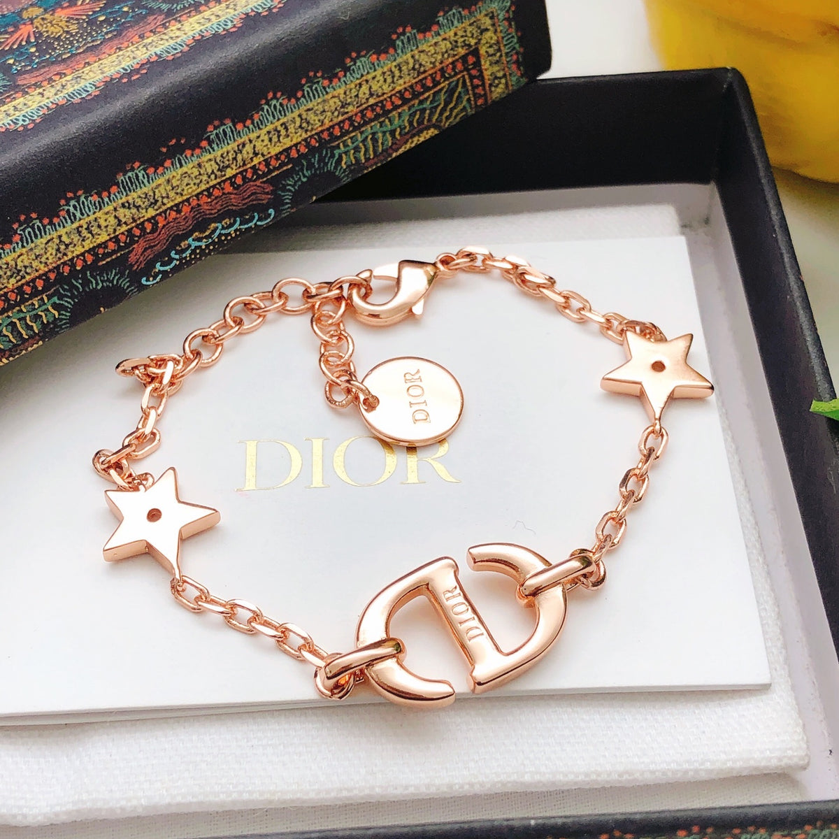 Pearl-Style Motif Statement Bracelet in Rose-Gold-Tone with Pearl-Style Detail styled view