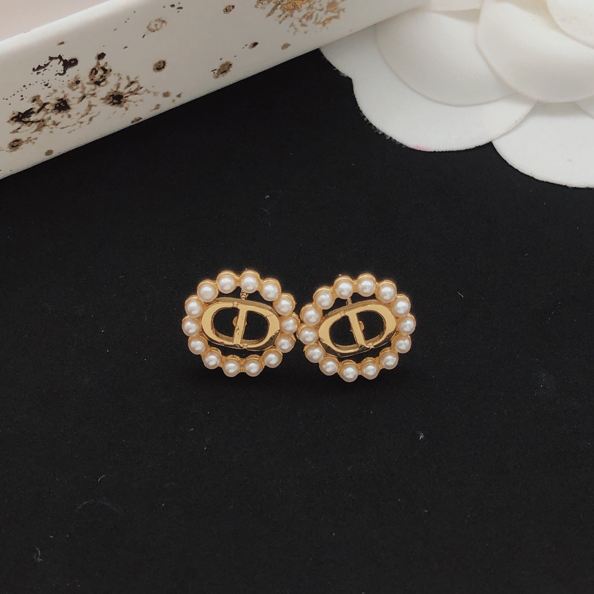 Sculptural Stud Earrings in Polished Metal-Tone – Design 015 front view