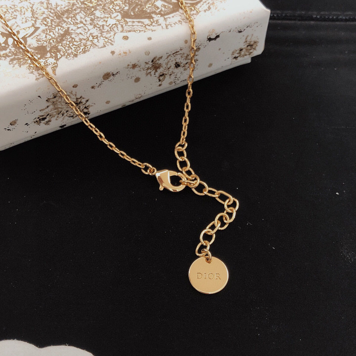 Bee Motif Pendant Necklace in Black-Tone – Design 002 front view