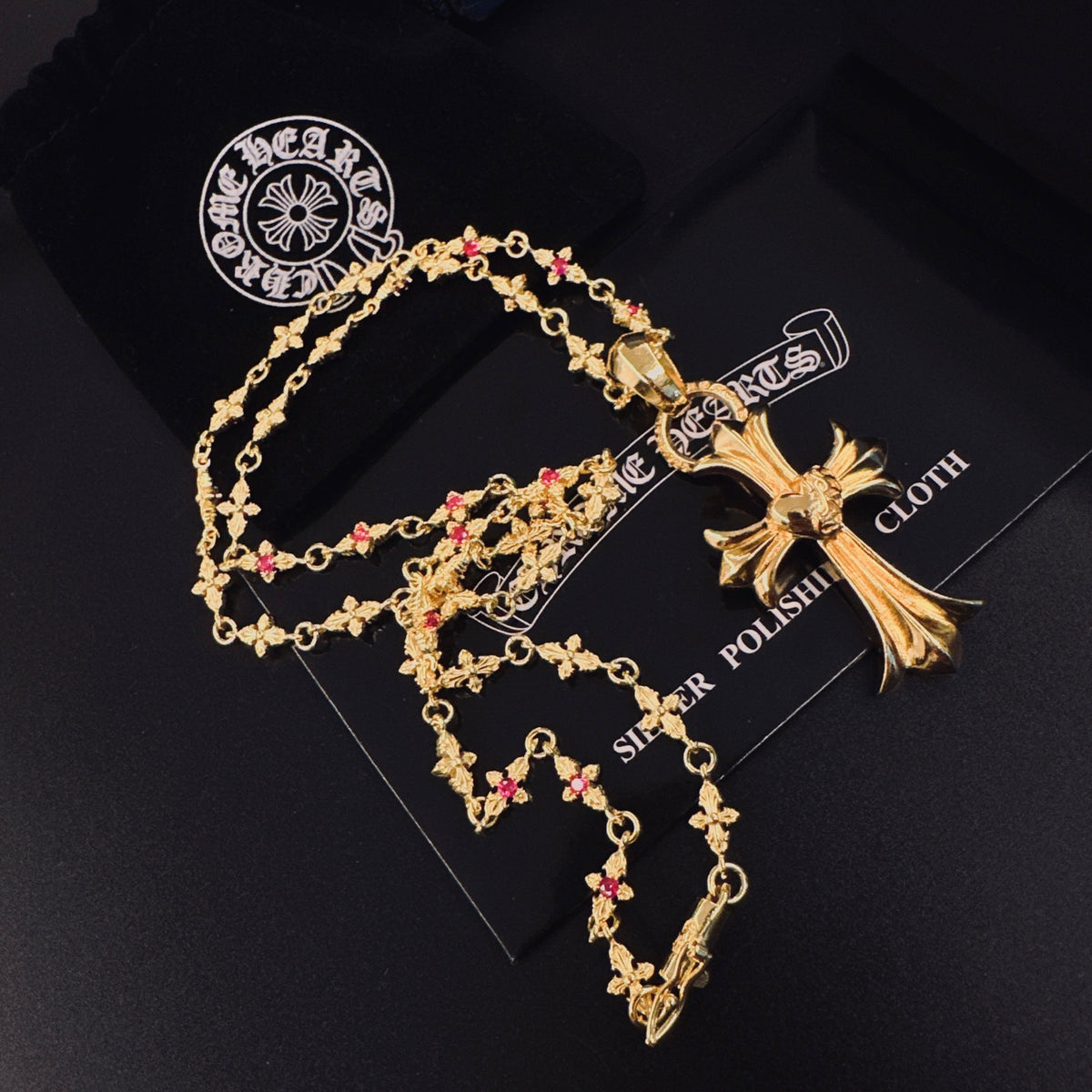 Signature Emblem Pendant Necklace in Polished Metal-Tone – Design 013 detail view