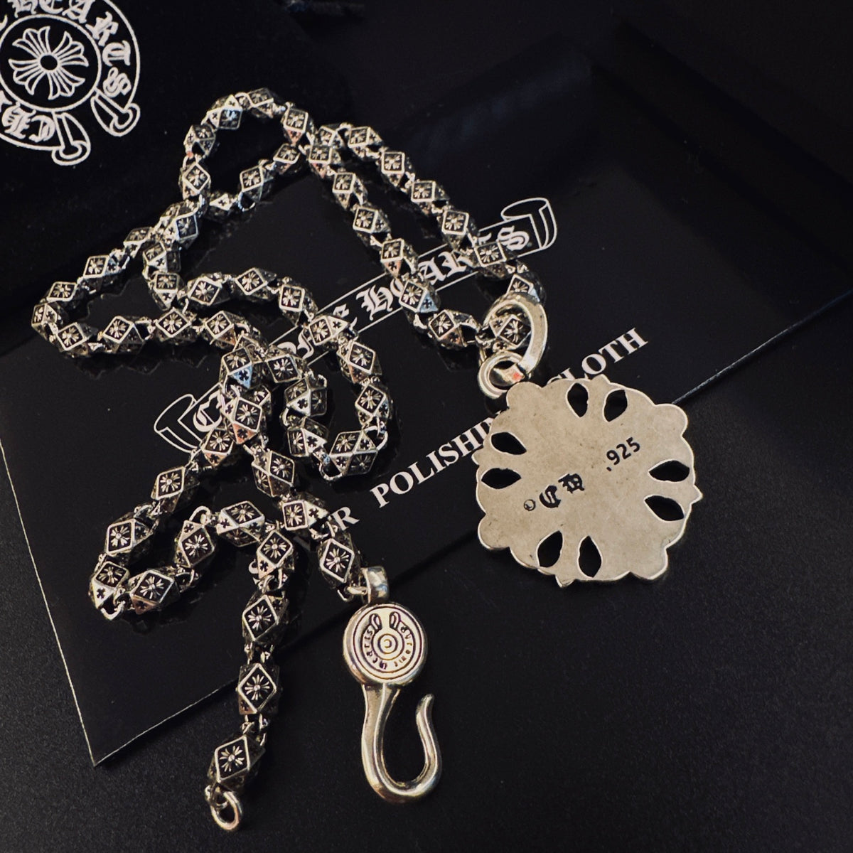 Gothic Emblem Pendant Necklace in Metal-Tone – Design 37 front product view