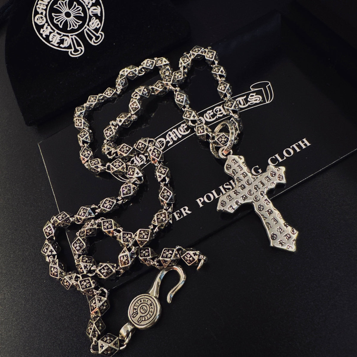 Gothic Emblem Pendant Necklace in Metal-Tone – Design 33 front product view