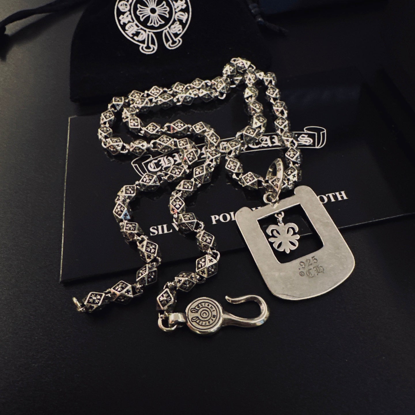 Gothic Emblem Pendant Necklace in Metal-Tone – Design 24 front product view