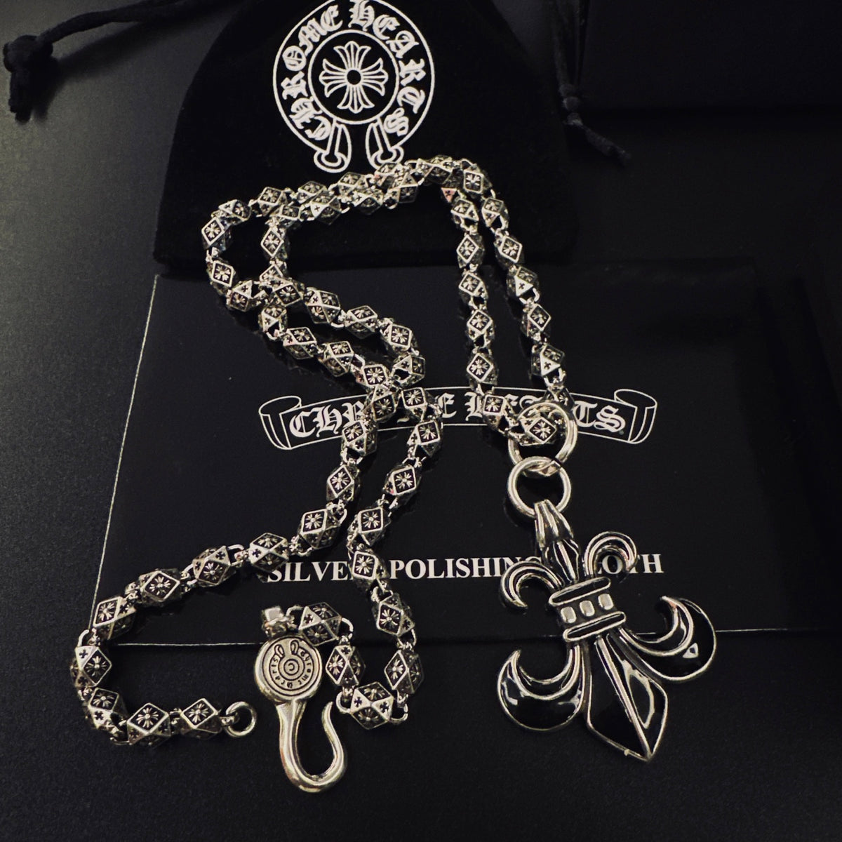 Gothic Emblem Pendant Necklace in Metal-Tone – Design 19 front product view