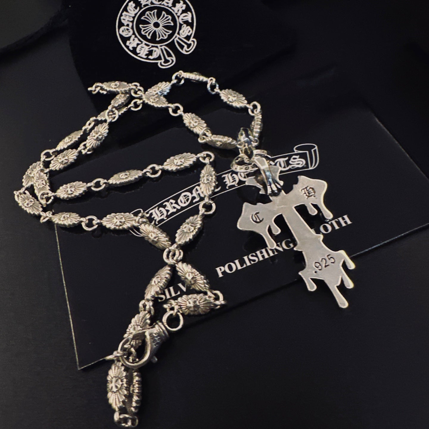 Gothic Emblem Pendant Necklace in Metal-Tone – Design 17 detail view