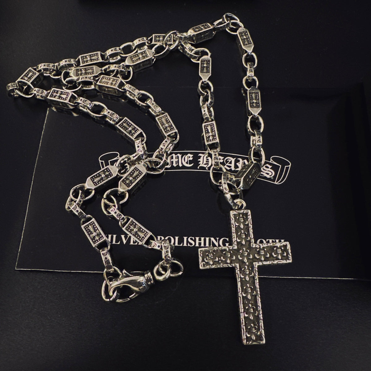 Gothic Emblem Pendant Necklace in Antique Silver-Tone – Design 13 front product view