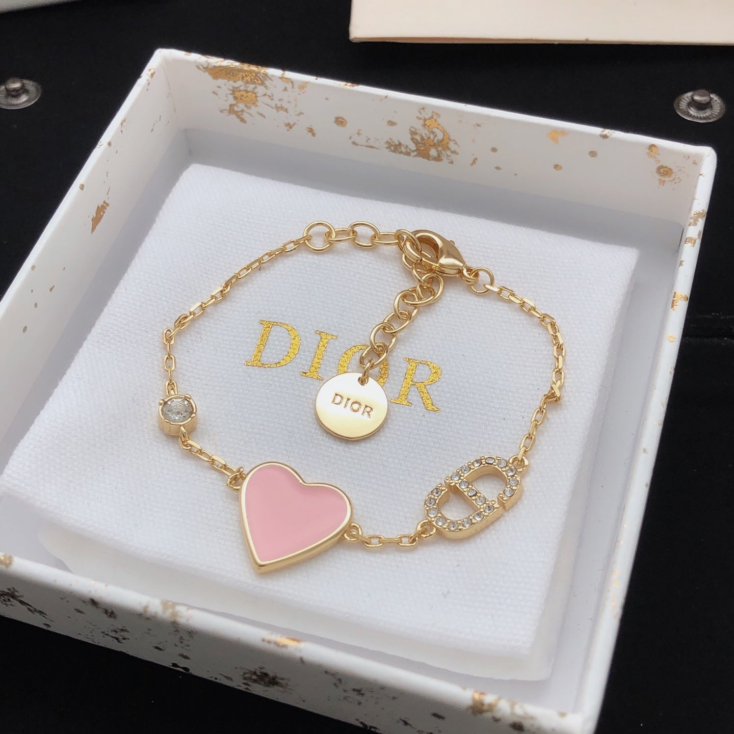 Heart Motif Statement Bracelet in Polished Metal-Tone – Design 004 close-up detail