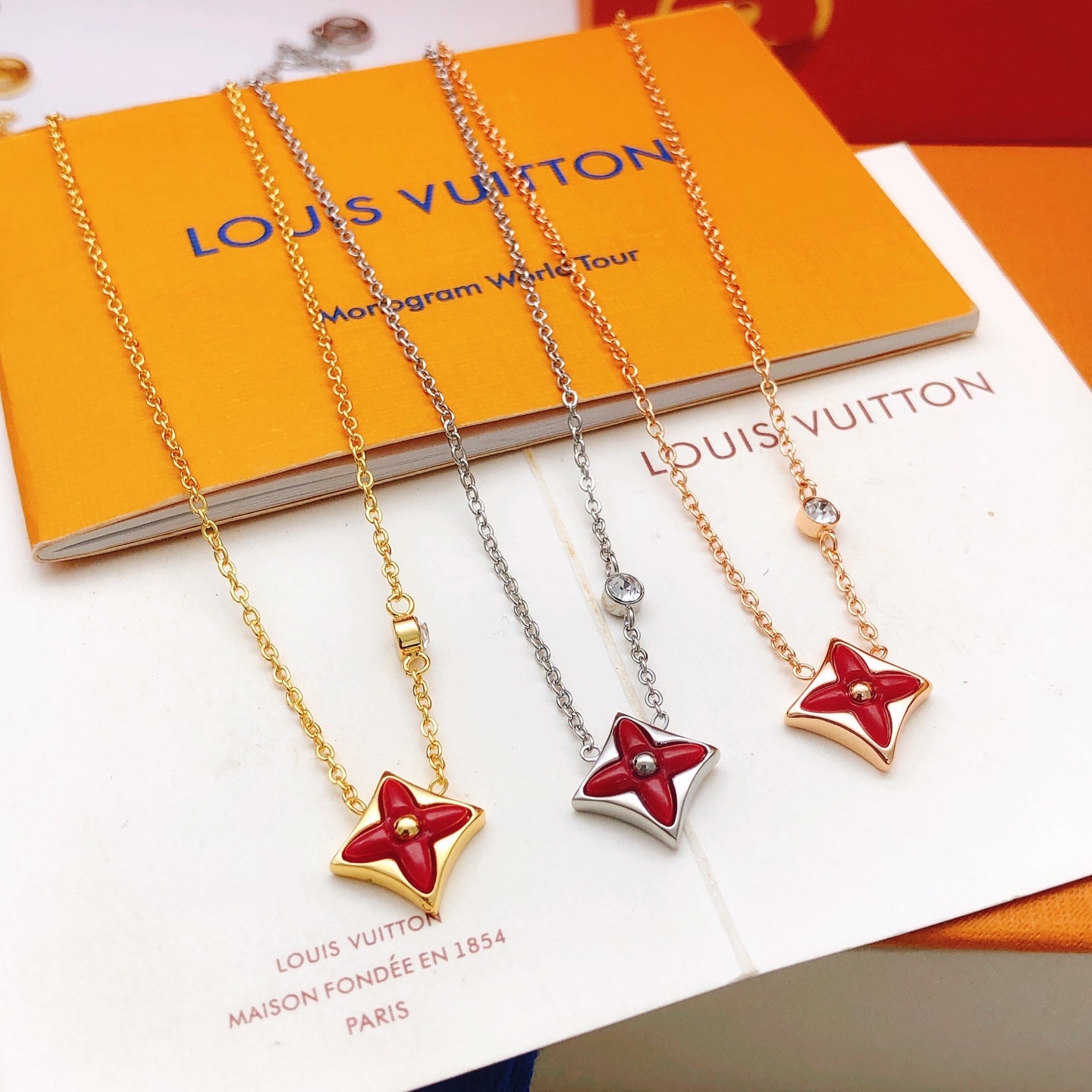 Geometric Emblem Pendant Necklace in Rose-Gold-Tone – Rose Gold Detail – Design 015 front product view