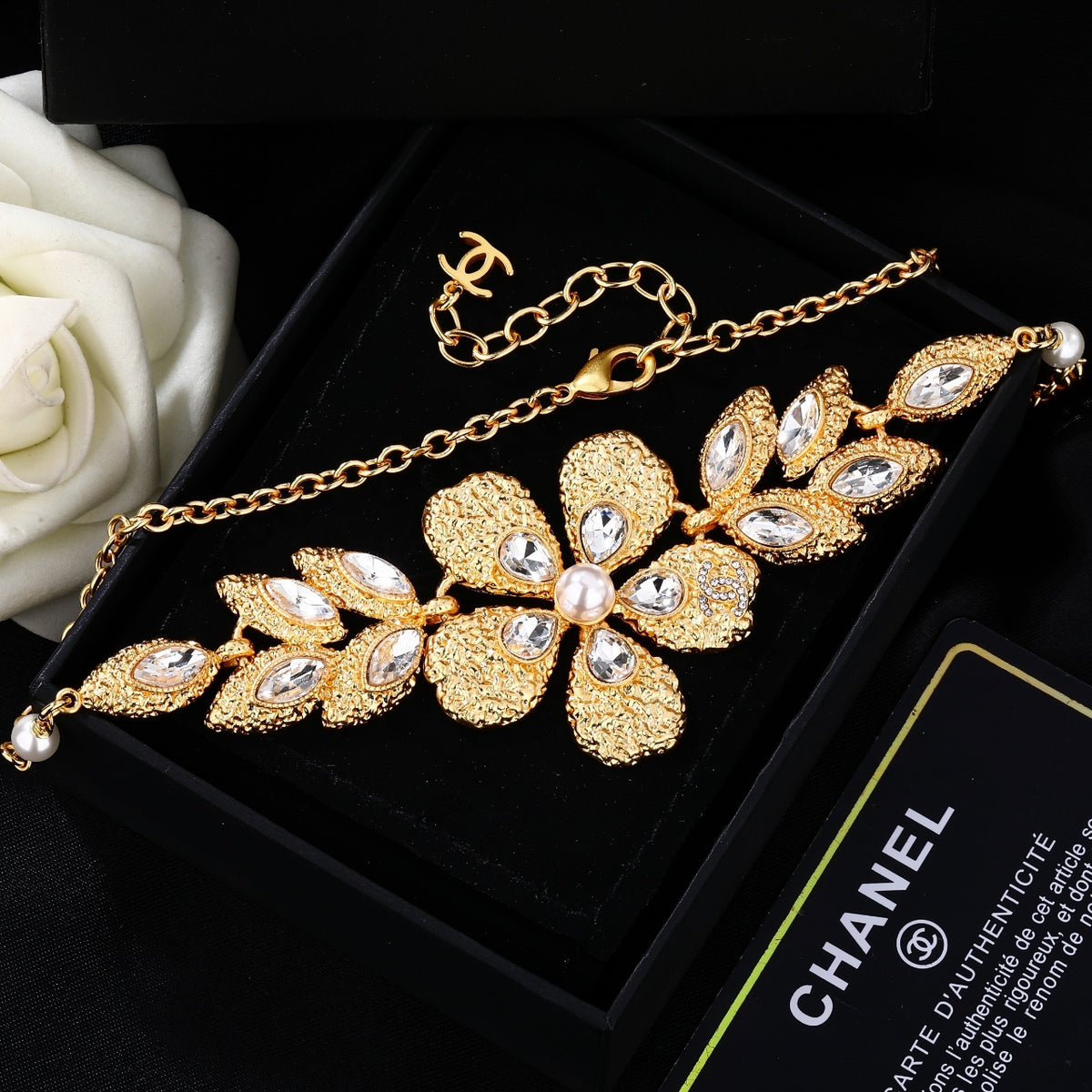 Double-C Emblem Pendant Necklace in Gold-Tone – Design 011 front product view