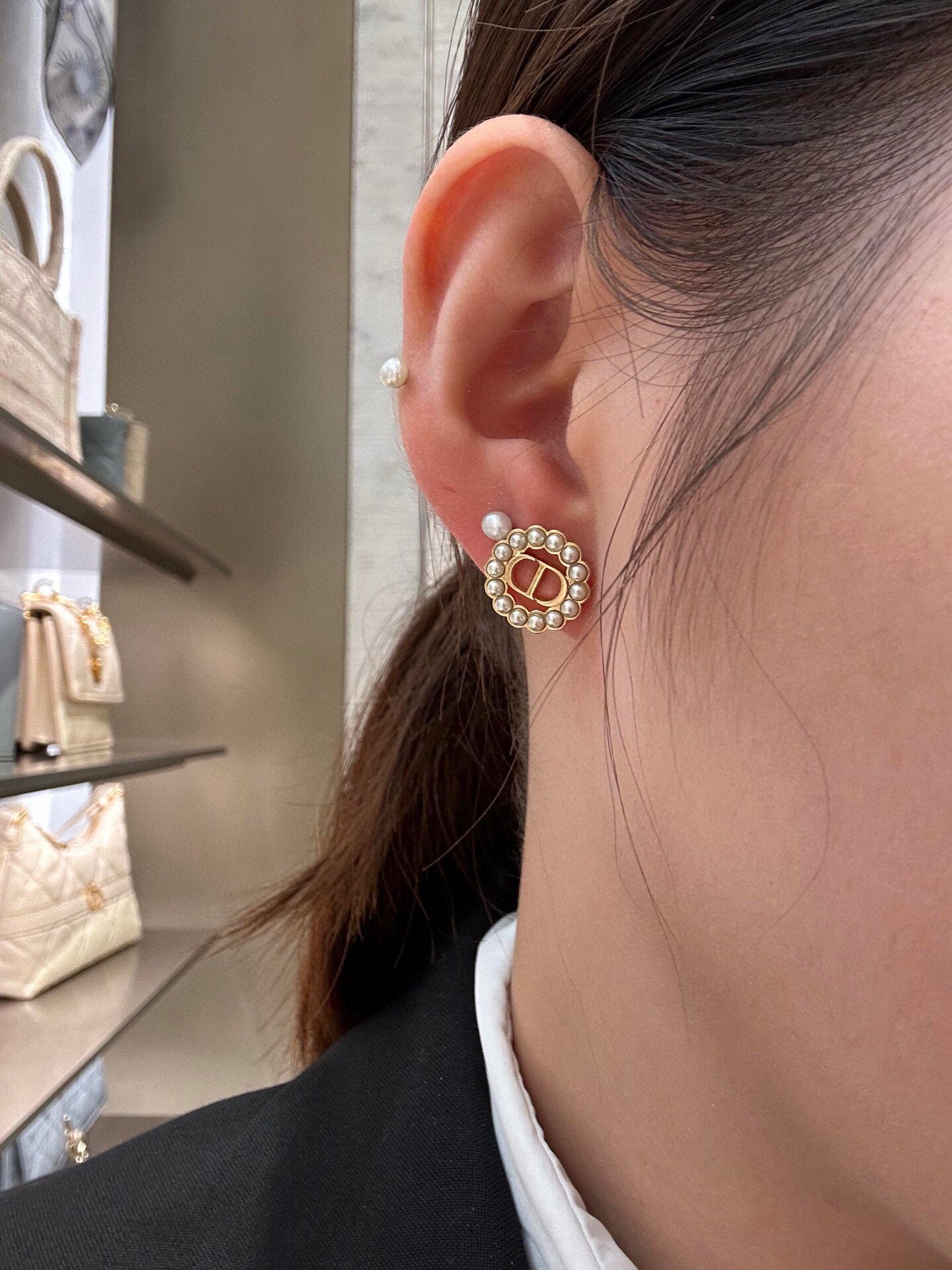 Sculptural Stud Earrings in Polished Metal-Tone – Design 016 close-up detail
