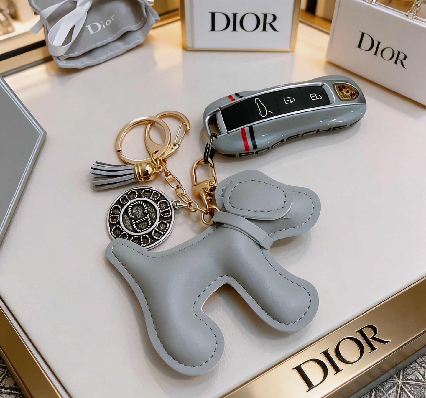 Star Motif Bag Charm in Polished Metal-Tone with Vintage-Style Finish – Design 004 close-up detail