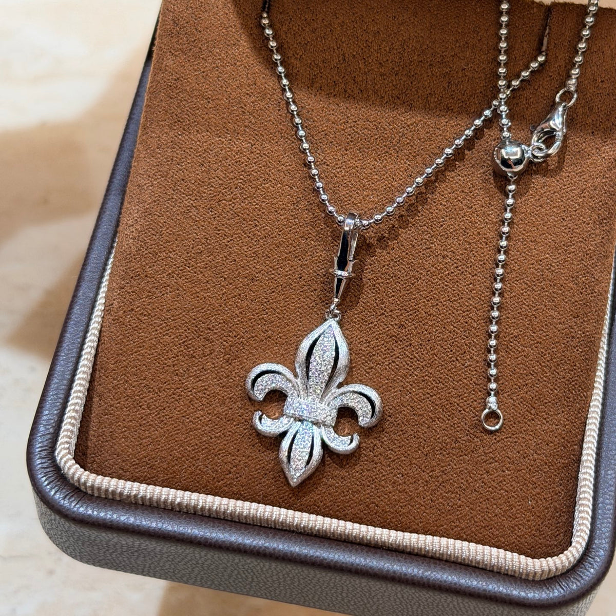 Gothic Emblem Pendant Necklace in Antique Silver-Tone – Design 14 detail view