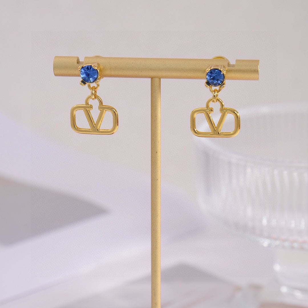 Signature Emblem Stud Earrings in Gold-Tone – Design 12 detail view