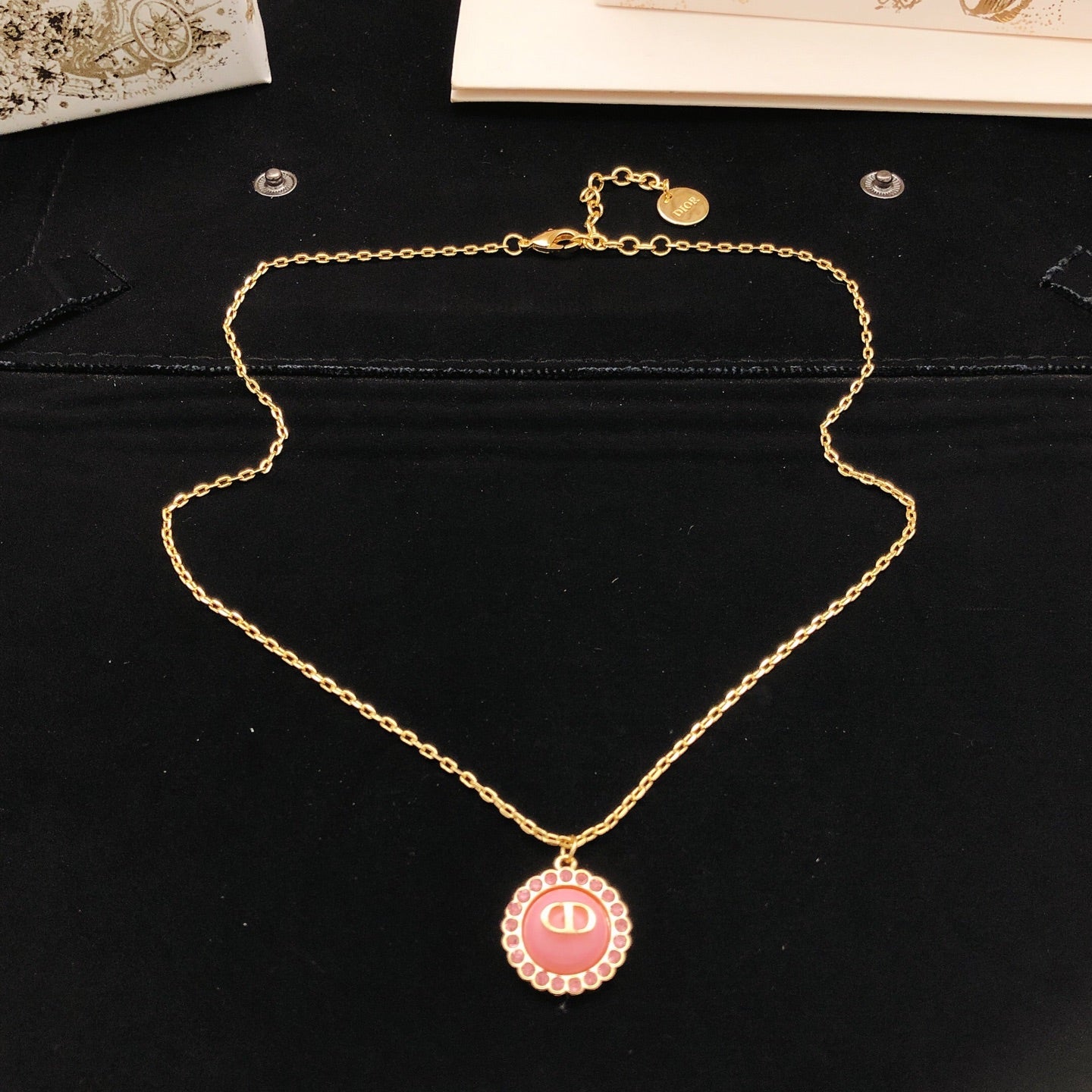 Sculptural Pendant Necklace in Polished Metal-Tone with Crystal-Style Accents – Design 001 styled view