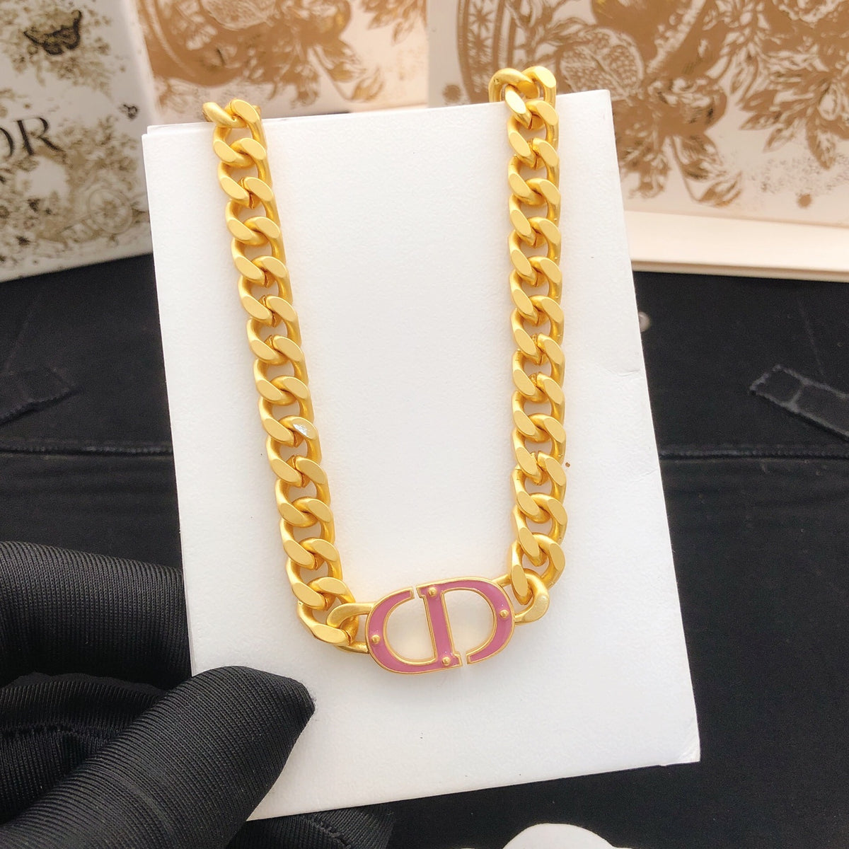 Sculptural Pendant Necklace in Polished Metal-Tone – Design 022 styled view