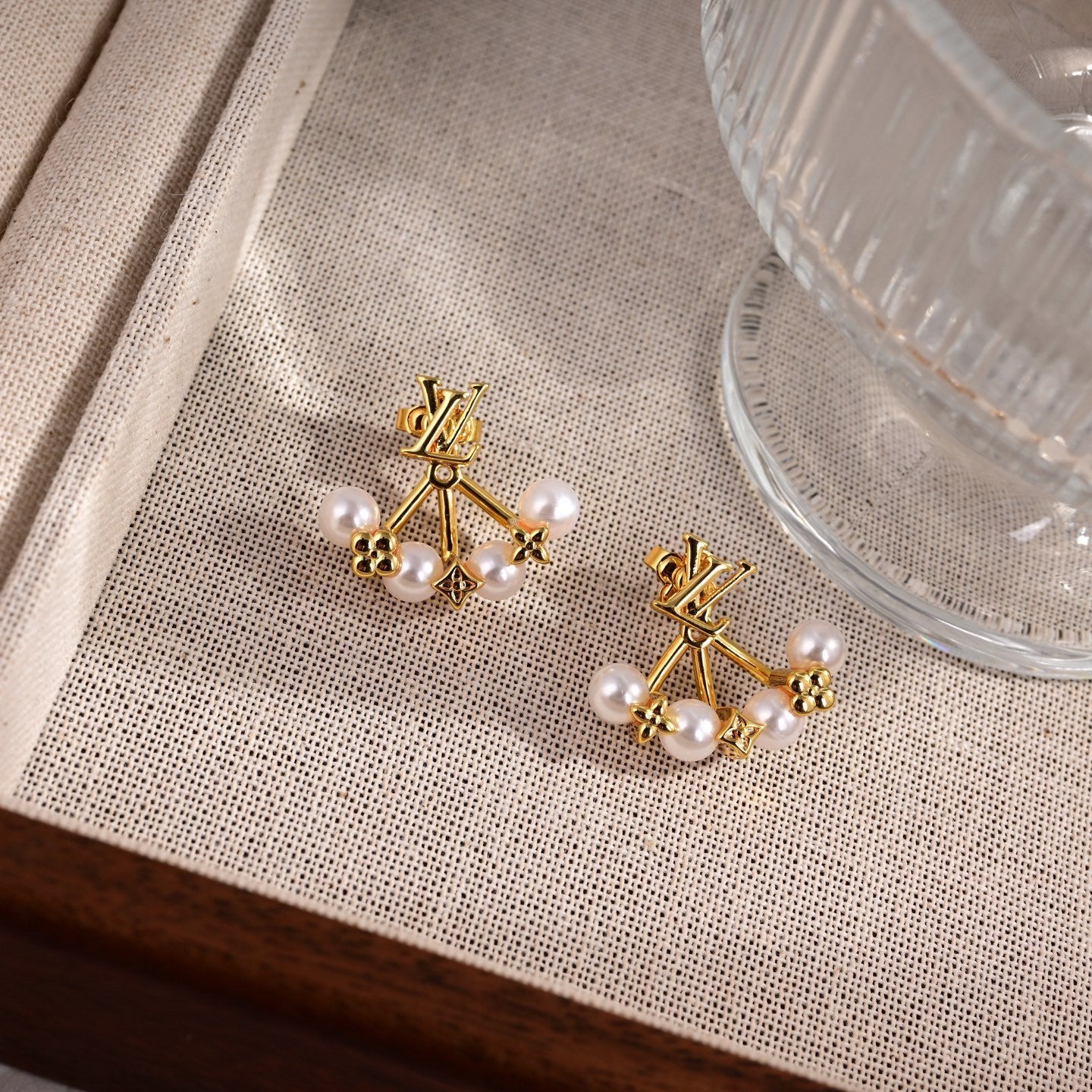 Geometric Emblem Stud Earrings in Polished Metal-Tone – Design 025 front product view