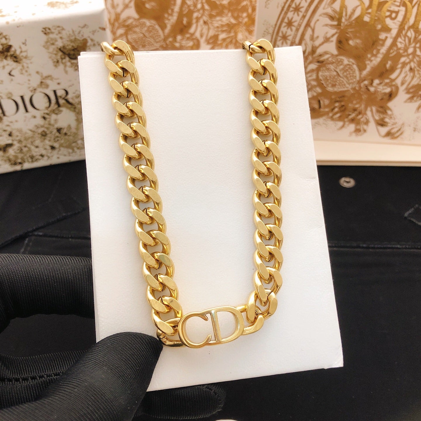 Graphic Letter Motif Jewelry Accessory in Gold-Tone – Design 002 styled view