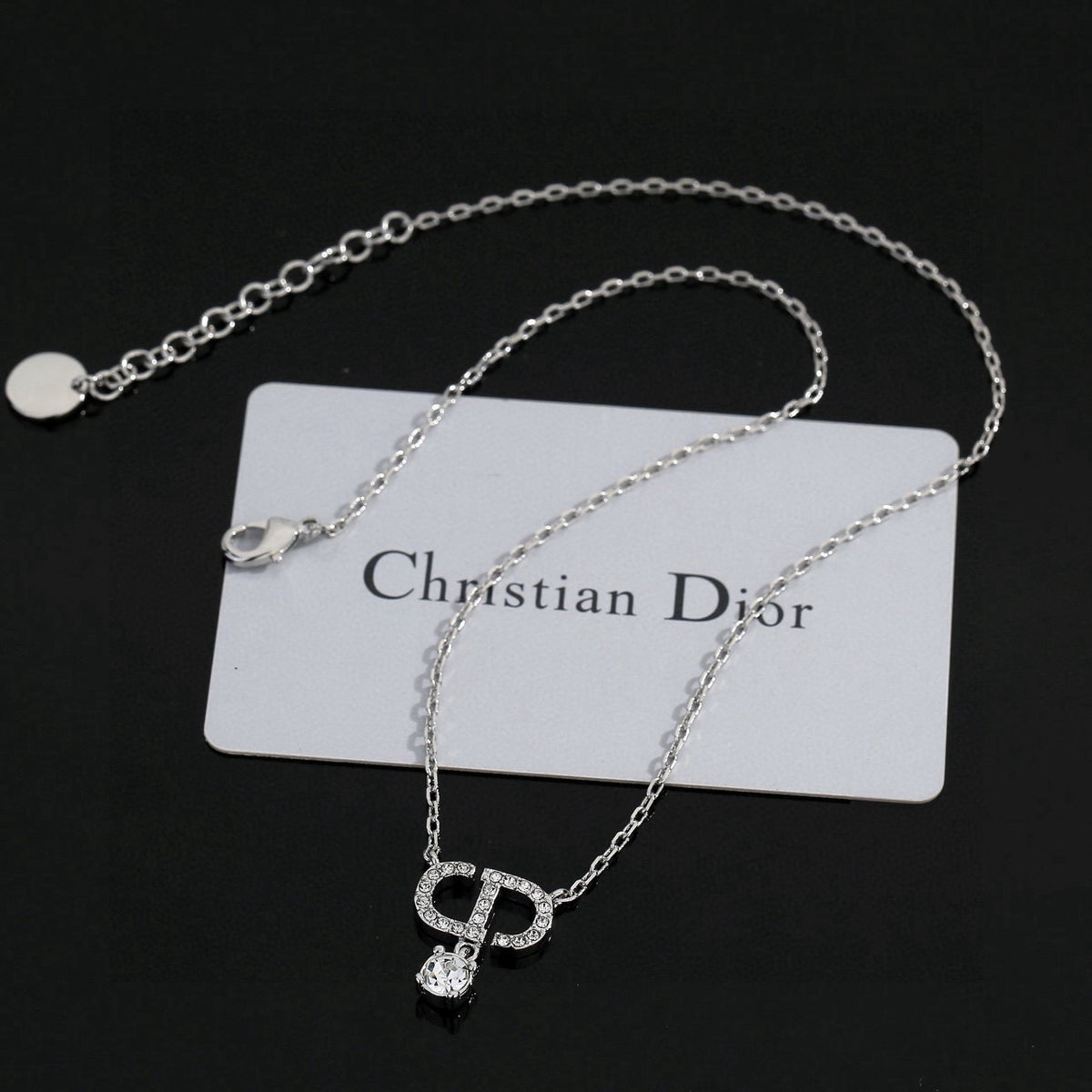 Graphic Letter Motif Pendant Necklace in Polished Metal-Tone – Design 016 close-up detail
