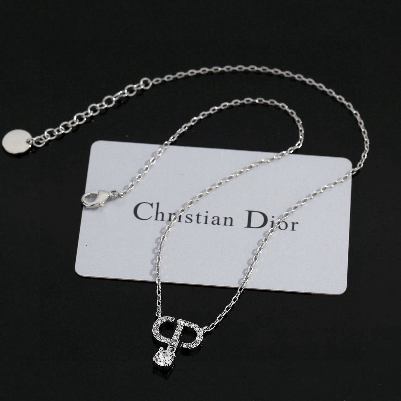 Graphic Letter Motif Pendant Necklace in Polished Metal-Tone – Design 018 close-up detail