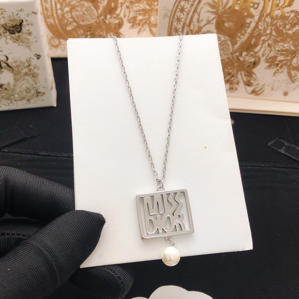 Sculptural Pendant Necklace in Polished Metal-Tone – Design 027 styled view