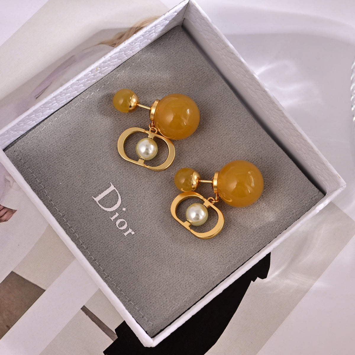 Graphic Letter Motif Statement Earrings in Polished Metal-Tone – Design 041 main product view
