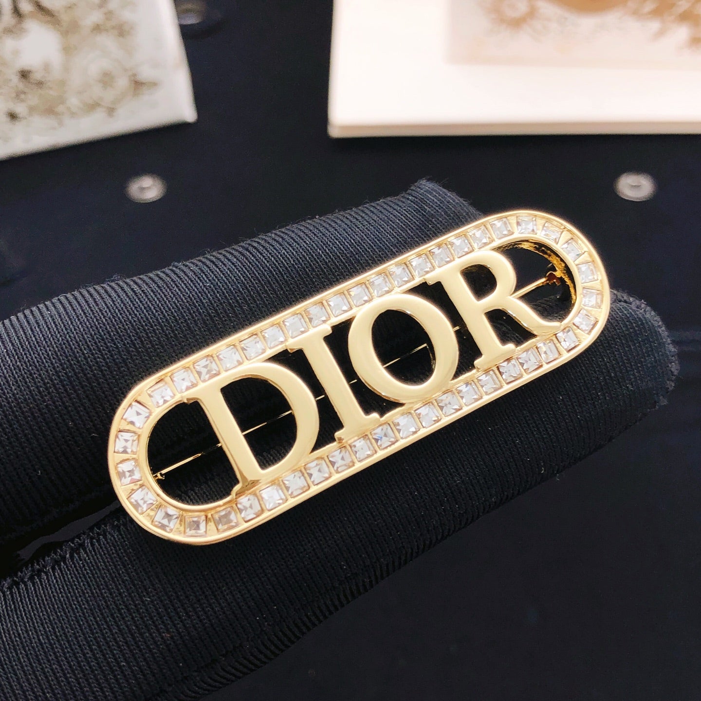 Graphic Letter Motif Brooch Pin in Polished Metal-Tone – Design 015 styled view