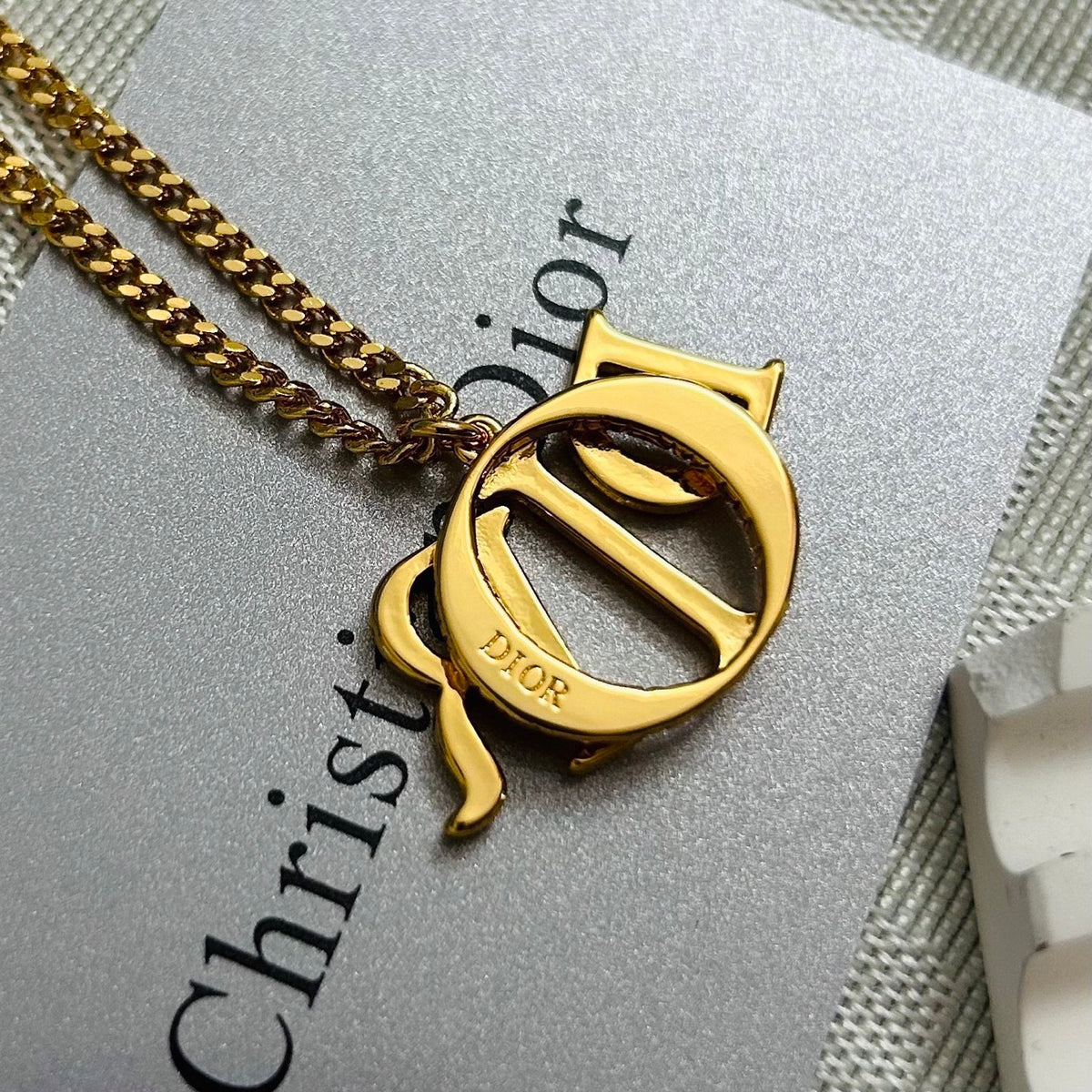 Graphic Letter Motif Pendant Necklace in Polished Metal-Tone – Design 024 main product view