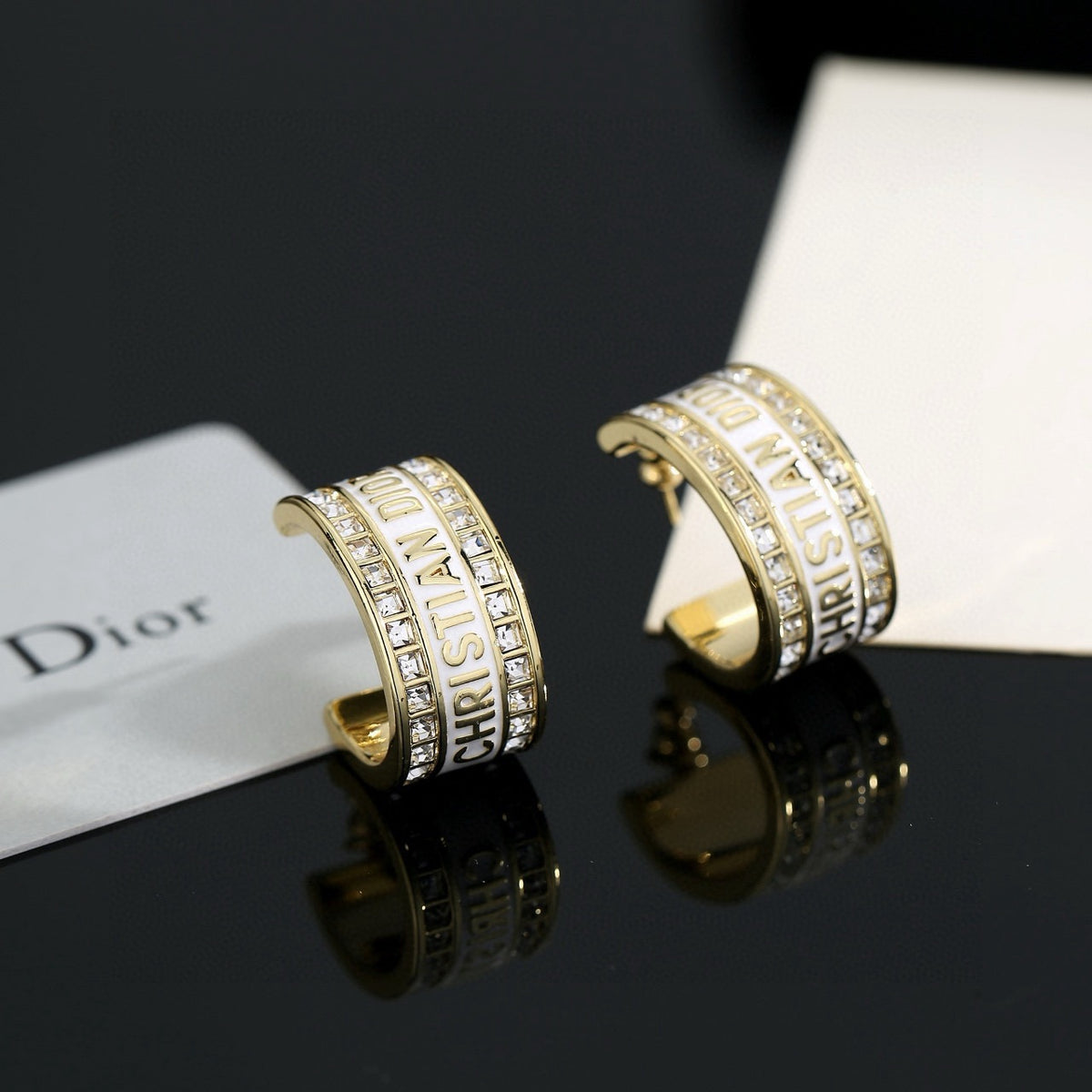 Graphic Letter Motif Statement Earrings in Polished Metal-Tone with Vintage-Style Finish – Design 002 front view