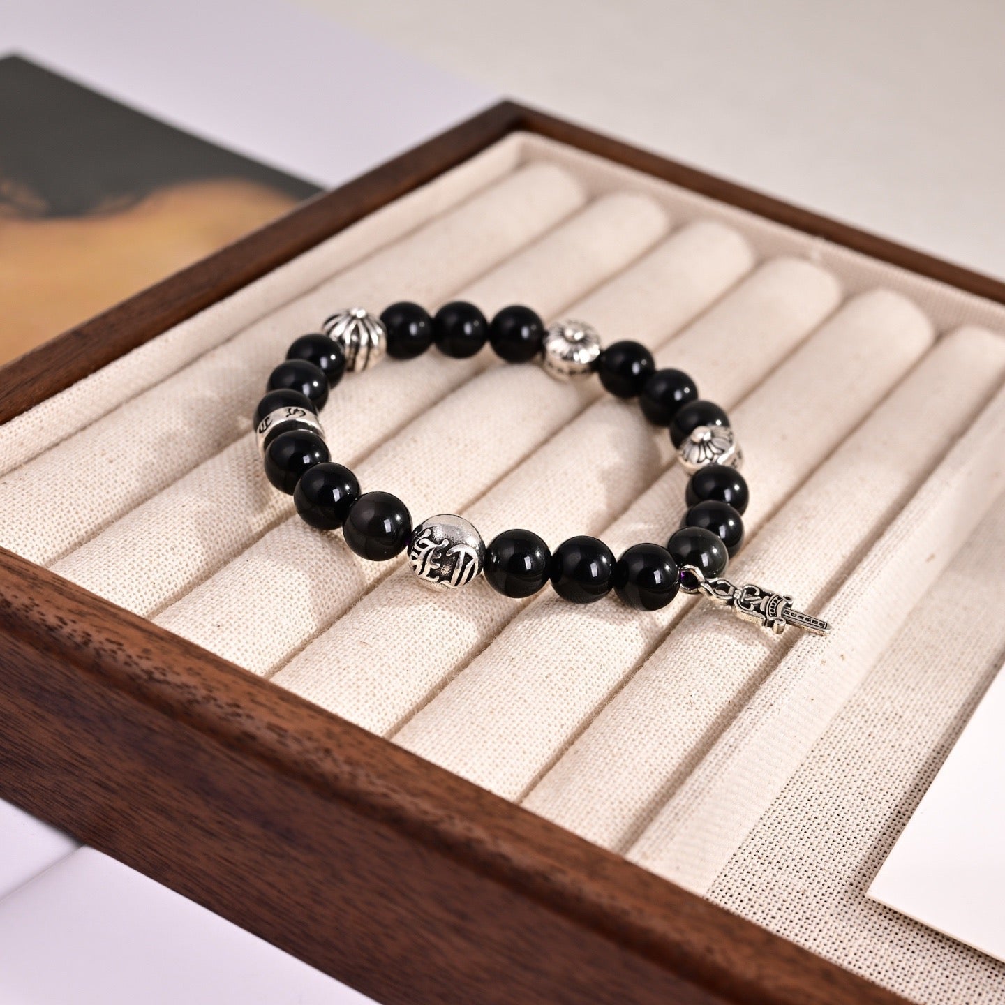 Cross Statement Bracelet in Metal-Tone – Design 21 close-up detail