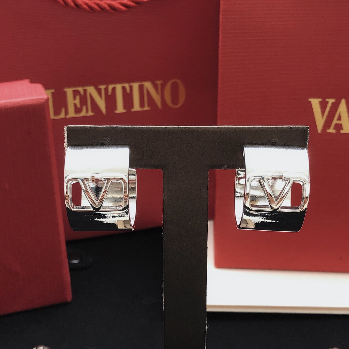 Signature Emblem Drop Earrings in Gold-Tone – Design 06 close-up view