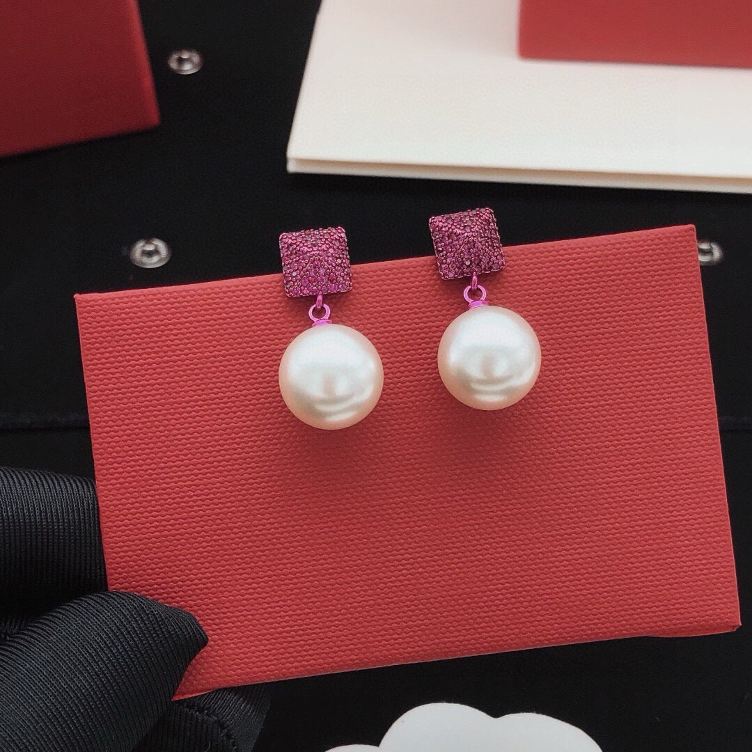 Triangle Pearl-Detail Stud Earrings main product view