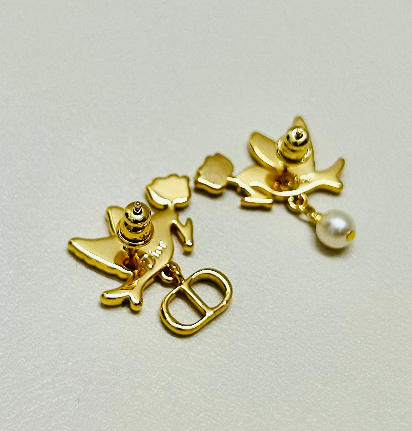 Graphic Letter Motif Statement Earrings in Polished Metal-Tone – Design 055 main product view